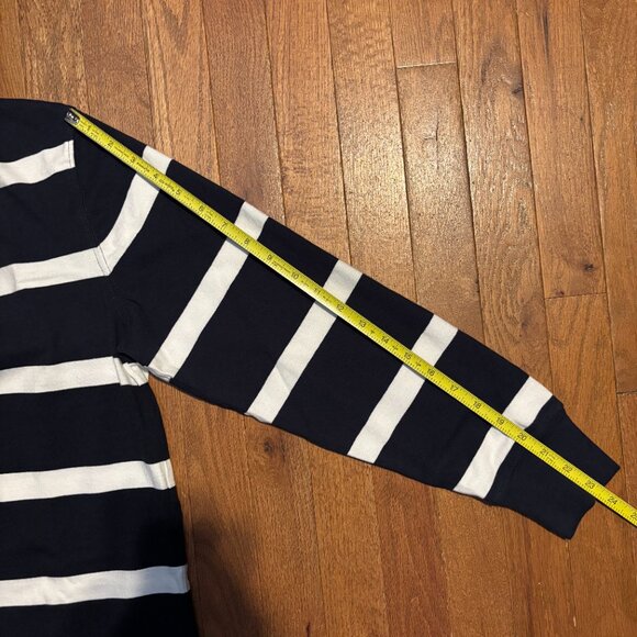 J.Crew Mens Long Sleeve Rugby T Shirt size Small Navy with White Stripes - Picture 9 of 11